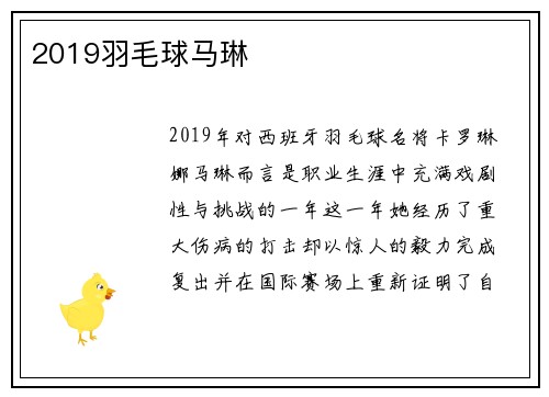 2019羽毛球马琳